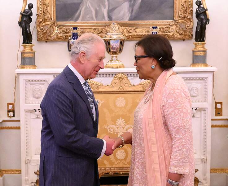 Le roi Charles III et la secrétaire générale du Commonwealth, Patricia Scotland lors de la réception pour la journée du Commonwealth. 