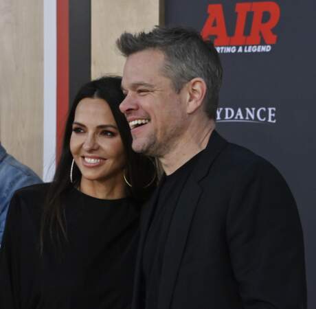 Matt Damon et Luciana Barroso à l'avant-première du film Air le 27 mars 2023 à Los Angeles.