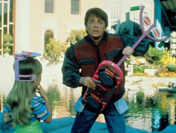 Michael J. Fox sur le tournage de Retour vers le futur II.