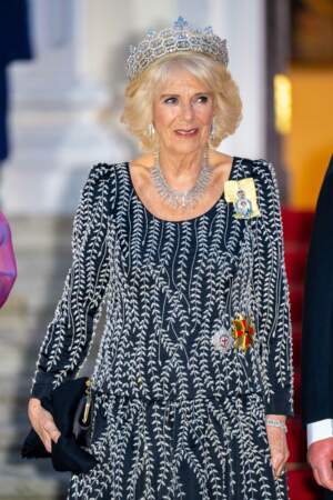 La reine consort au banquet d'Etat au palais présidentiel Schloss Bellevue à Berlin, le 29 mars 2023.