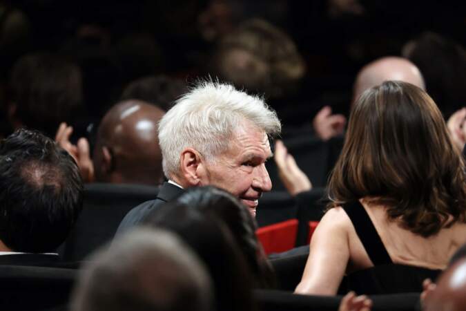Harrison Ford et sa femme Calista Flockhart lors de la projection d'Indiana Jones au Grand Théâtre Lumière pendant le Festival de Cannes