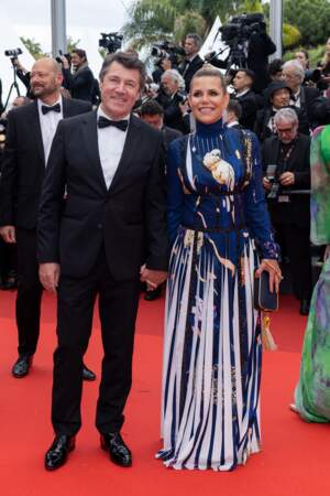 Festival de Cannes 2023 - Montée des marches du film Killers of the Flower Moon : Christian Estrosi et sa femme Laura Tenoudji.