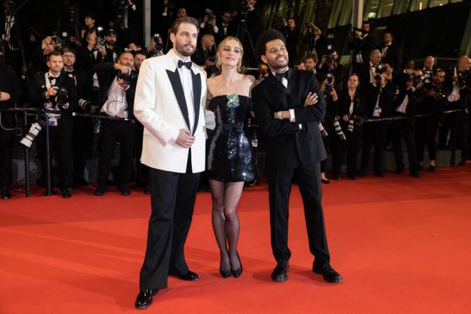 Festival de Cannes 2023 - Montée des marches de la série The Idol : Sam Levinson, Lily-Rose Depp et The Weeknd.