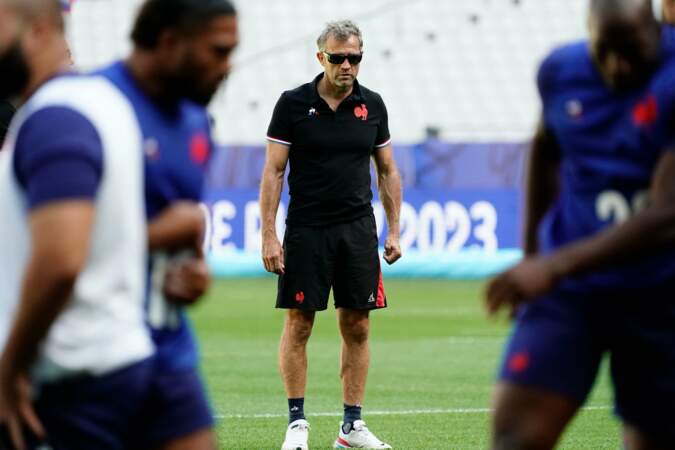 Fabien Galthié (54 ans) le 7 septembre 2023 au Stade de France avant le coup d'envoi de la coupe du monde de rugby.