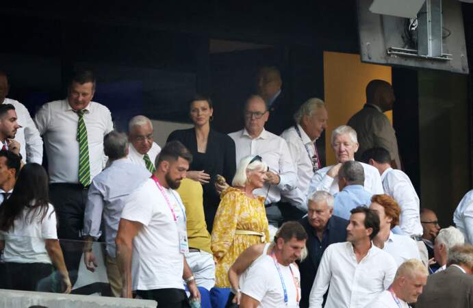 Le couple princier de Monaco assiste au match Afrique du Sud - Écosse.