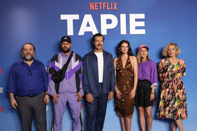 Avant-première de la série Tapie : Patrick d'Assumçao, Hakim Jemili, Laurent Lafitte, Joséphine Japy, Camille Chamoux et Ophélia Kolb.