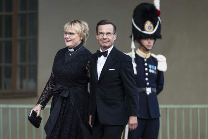 Ulf Kristersson, le Premier ministre de Suède et Birgitta Ed lors du concert événement pour le jubilé à l'opéra de Stockholm