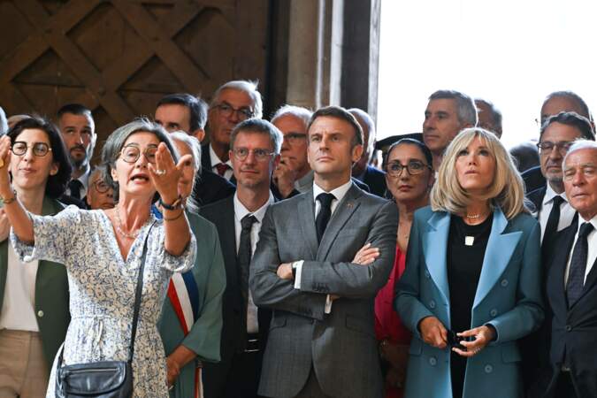 Le président français Emmanuel Macron et son épouse Brigitte en visite à Côte-D'or.