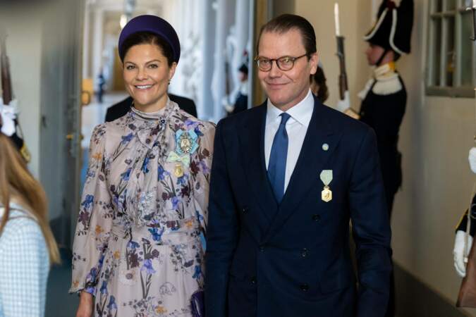 La princesse Victoria de Suède et le prince Daniel de Suède arrivent pour le service d'action de grâce, Te Deum, dans l'église du Palais Royal à Stockholm.