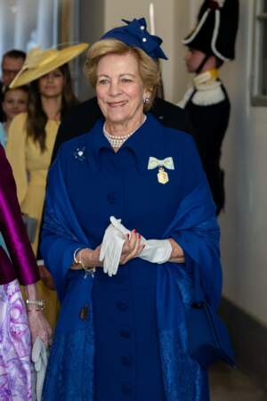 La princesse Anne-Marie de Danemark arrive pour le service d'action de grâce, Te Deum, dans l'église du Palais Royal à Stockholm.