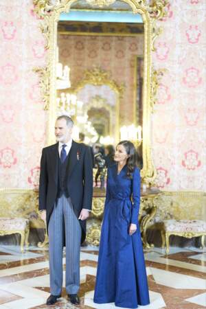 Le roi Felipe VI et la reine Letizia d’Espagne lors de leur réception annuelle du corps diplomatique accrédité en Espagne.