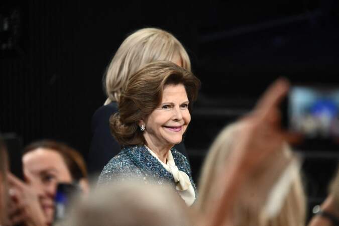 La reine Silvia lors d'une cérémonie de départ à Lund, en Suède.