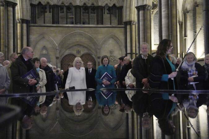 La reine d'Angleterre Camilla Parker Bowles lors d'une soirée musicale en la cathédrale de Salisbury.