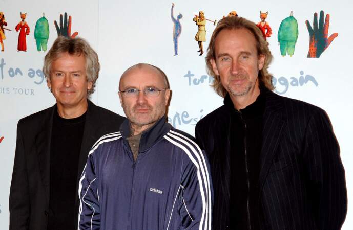 Genesis lors de leur tournée Turn It On Again, la première depuis 15 ans, en 2006 (Phil Collins a 55 ans)