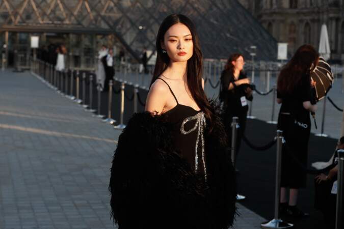 Soirée Lancôme, au Louvre lors de la Fashion week de Paris : He Cong.