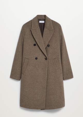 Manteau en laine boutonné, Mango, 39,99€ au lieu de 79,99€