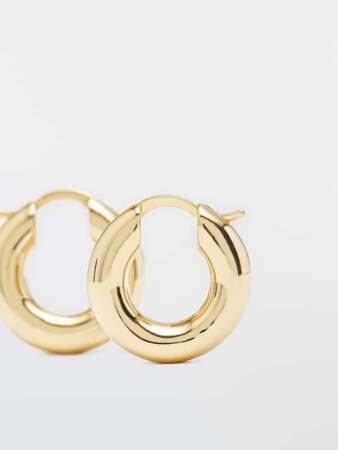 Petites créoles épaisses en plaqué or, Massimo Dutti, 29,95€