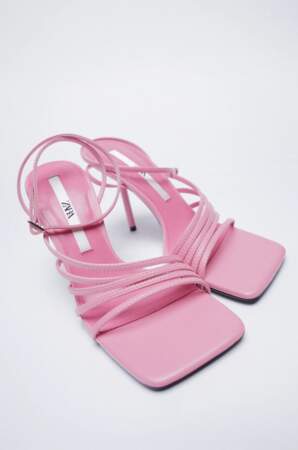 Sandales à talons roses, Zara, 39,95 €