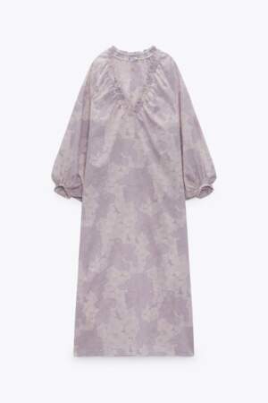 Robe mi-longue imprimé floral, Zara, 39,95 €