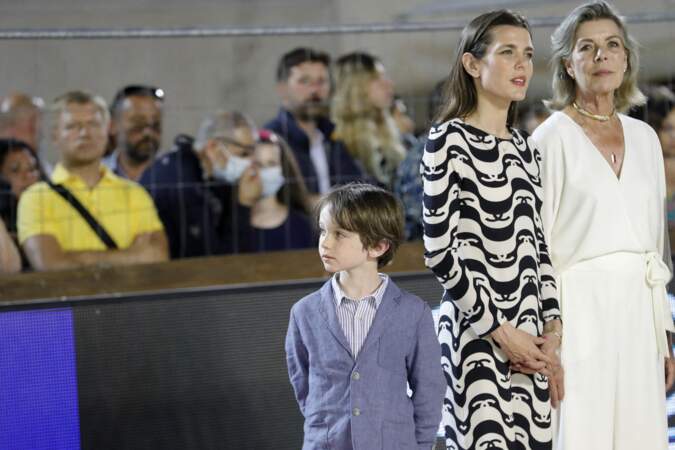 La princesse Caroline de Monaco, Charlotte Casiraghi et son fils Raphaël Elmaleh ce 3 juillet
