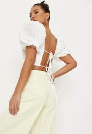 Top dos nu manches bouffantes, MissGuided, 19,99€