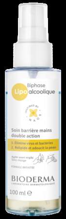 Spray mains biphasé lipo alcoolique, Bioderma, 7,90€ les 100ml