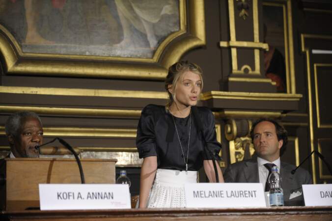 Mélanie Laurent lors d'une conférence de presse pour la sortie d'une chanson Time For Climate Justice 