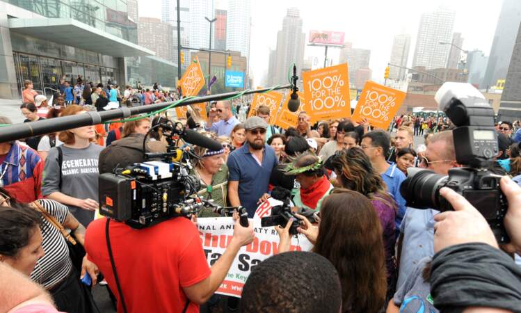 Leonardo DiCaprio lors de la Marche pour le climat organisée à New York 2021