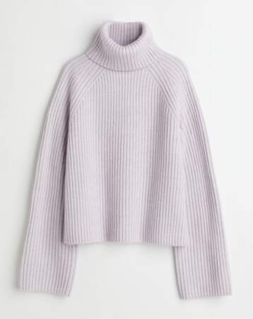 Pull en maille côtelée violet clair, H&M, 29,99 euros