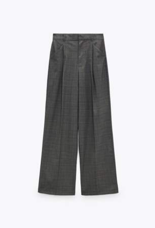 Pantalon à carreaux large taille mi-haute Zara, 29,95 euros