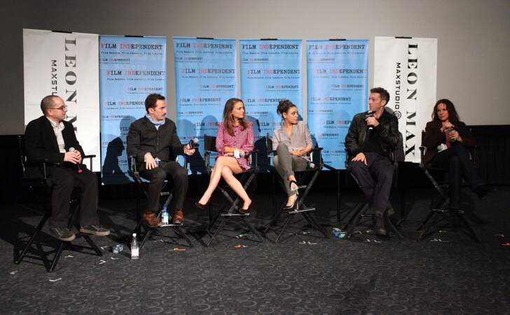 Vincent Cassel accompagné de Darren Aronofsky, Natalie Portman, Mila Kunis et Barbara Hershey pour la promo du film "Black Swan"