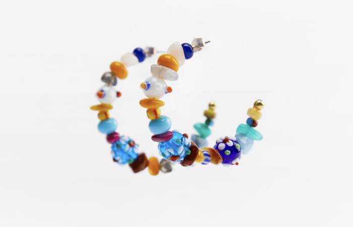 Boucles d'oreilles anneaux multicolores Zara, 12,95 euros