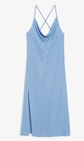 Slip dress fendue bleue Monki, 35 euros