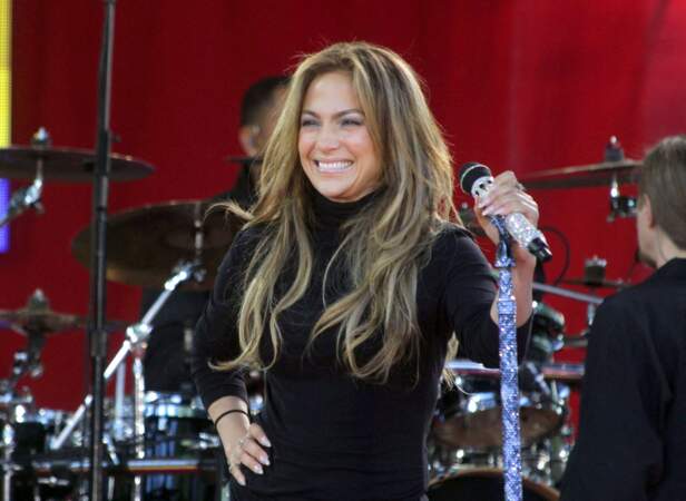 Jennifer Lopez à 45 ans, pendant l'émission "Good Morning America" à New York, en 2014
