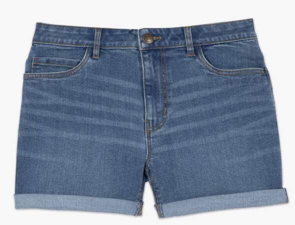 Short en jean avec revers cousus Gémo, 12,99 euros