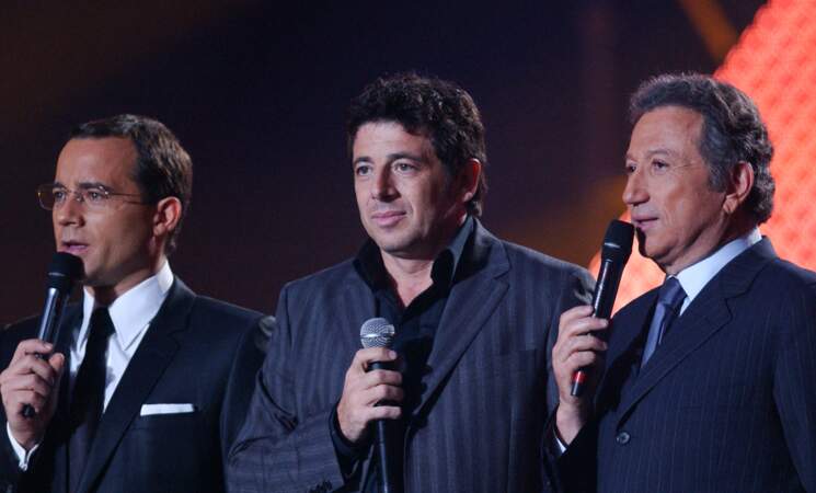 Jean-Luc Delarue, Patrick Bruel et Michel Drucker aux Victoires de la musique en 2005