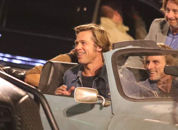 Brad Pitt et sa doublure pour le tournage de Once Upon a Time in Hollywood en 2018