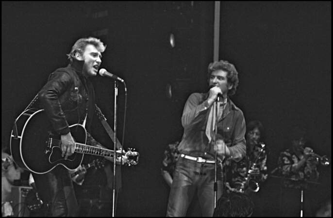 Eddy Mitchell en concert avec Johnny Hallyday à l'Olympia en 1980