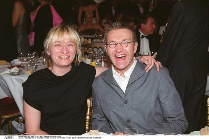 Laurent Ruquier (36 ans) et Christine Bravo en 1999 à Cannes