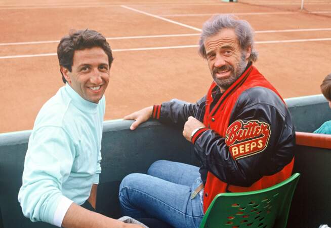 Jean-Paul Belmondo (59 ans) et Richard Anconina à Roland Garros en 1992 