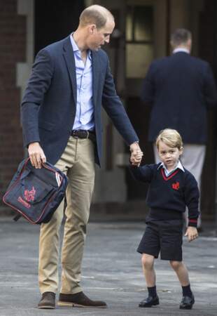Première rentrée des classes pour le prince George à la Thomas's Battersea School le 7 septembre 2017