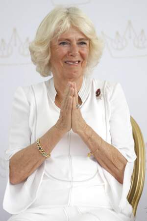 Camilla Parker-Bowles (71 ans), duchesse de Cornouailles vêtue de blanc en 2018