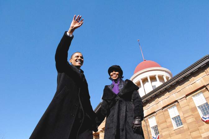 Barack Obama se déclare candidat à la Maison Blanche en 2008 à Springfield, Illinois (2007)