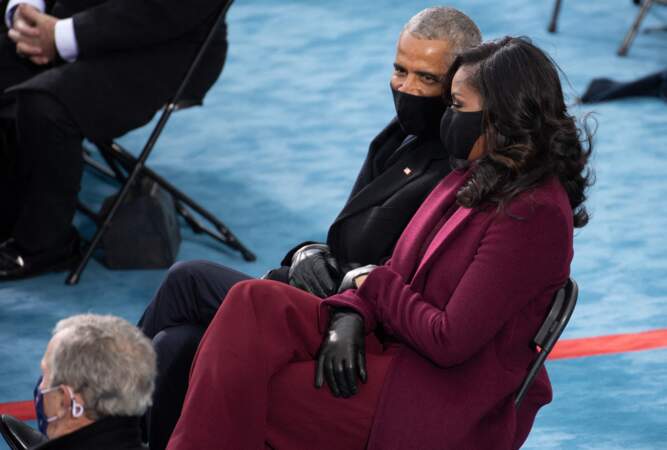 Barack et Michelle Obama lors de la cérémonie d'investiture du 46ème président des États-Unis Joe Biden (2021)