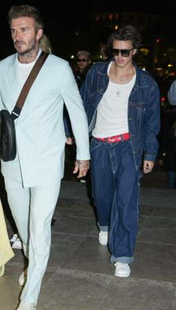 David Beckham et son fils Romeo après le défilé