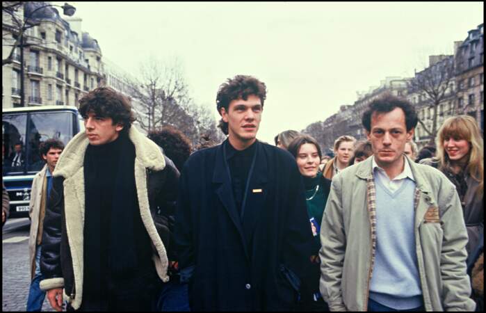 En 1987, Marc Lavoine (25 ans) et Patrick Bruel lors d'une manifestation à Paris
