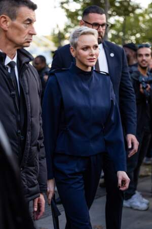 La Princesse Charlène de Monaco à la sortie du défilé Akris pendant la Fashion Week Paris 2022