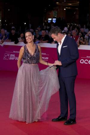 Bérénice Bejo et son compagnon, le réalisateur Michel Hazanavicius arrivent à la projection du film "Coupez" lors de la 17ème édition du Festival International du Film de Rome.