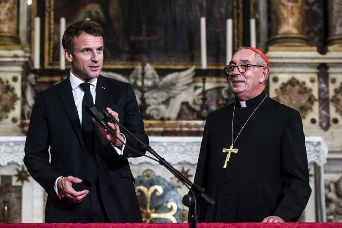 Le président de la République française, Emmanuel Macron visite la basilique Saint-Jean de Latran à Rome