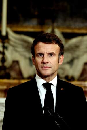 Portrait d'Emmanuel Macron lors de sa visite de la basilique Saint-Jean de Latran le 24 octobre 2022